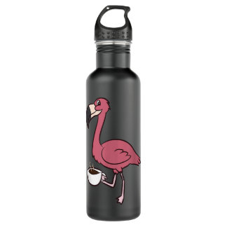 Flamingo With Coffee Funny Coffee Drinking Flaming 710 Ml Water Bottle