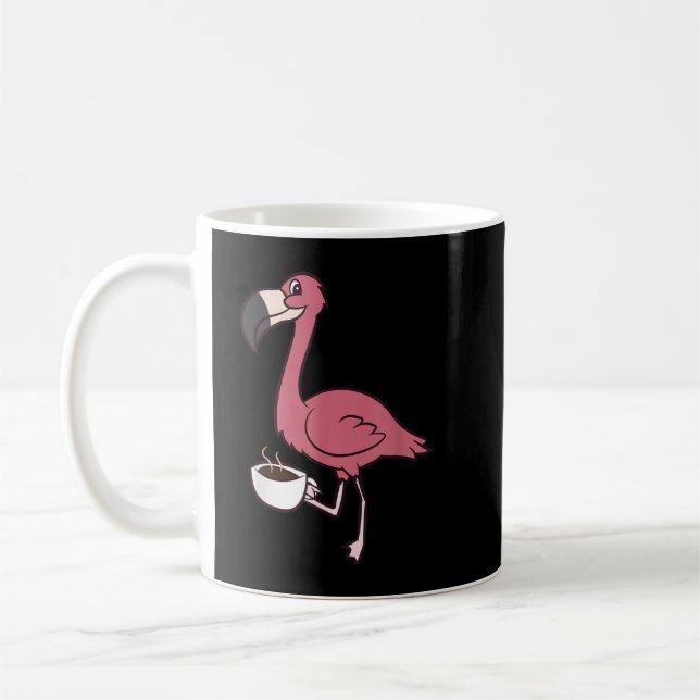 Flamingo With Coffee Funny Coffee Drinking Flaming Coffee Mug (Left)