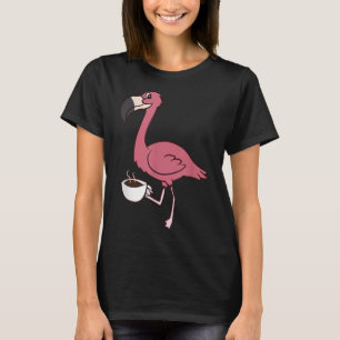 Flamingo With Coffee Funny Coffee Drinking Flaming T-Shirt
