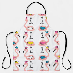 Flamingo with crown seamless pattern. apron