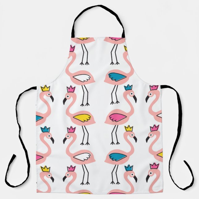 Flamingo with crown seamless pattern. apron (Front)