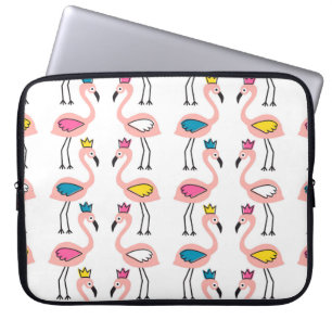 Flamingo with crown seamless pattern. laptop sleeve