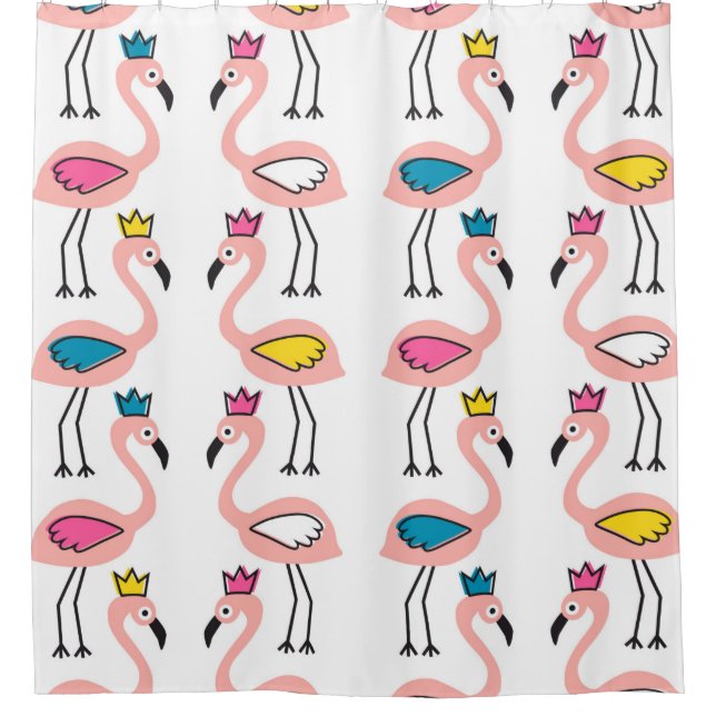 Flamingo with crown seamless pattern. shower curtain (Front)