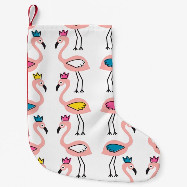 Flamingo with crown seamless pattern. small christmas stocking (Front)