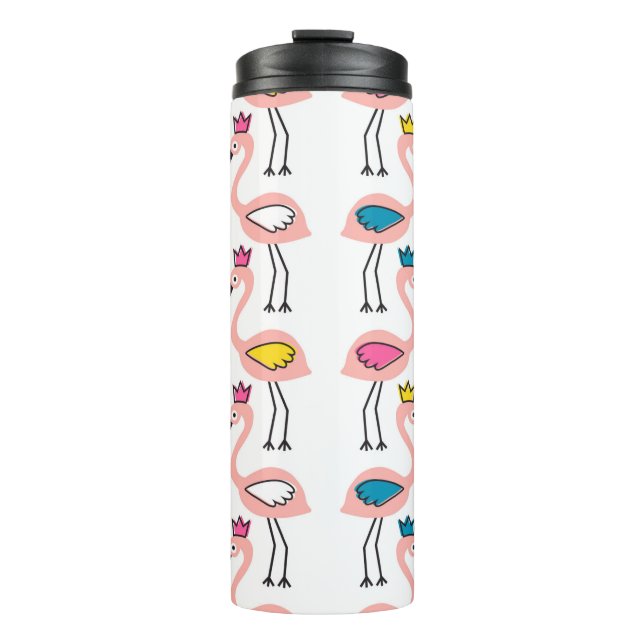 Flamingo with crown seamless pattern. thermal tumbler (Front)