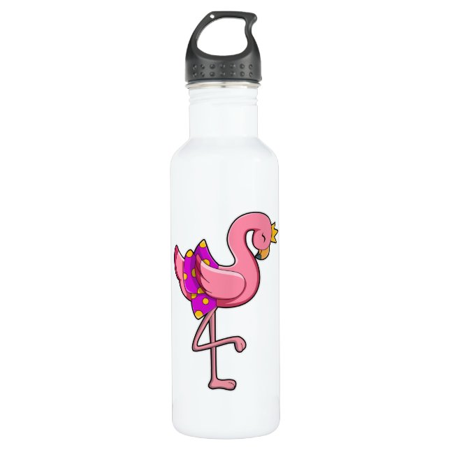 Flamingo with Crown & Skirt 710 Ml Water Bottle (Front)