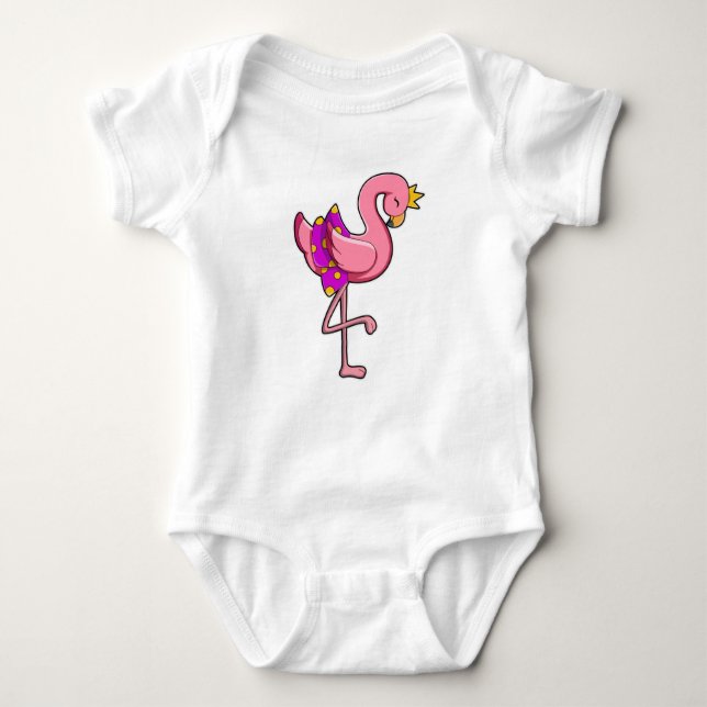Flamingo with Crown & Skirt Baby Bodysuit (Front)