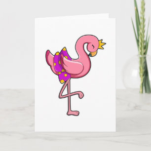 Flamingo with Crown & Skirt Card