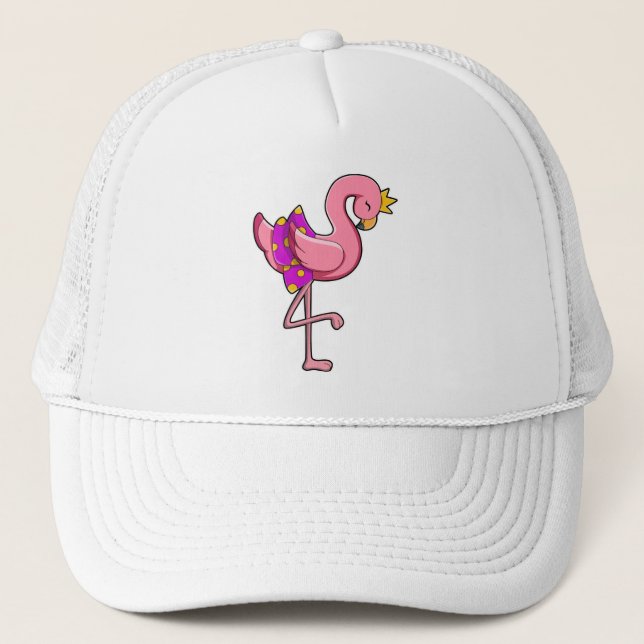 Flamingo with Crown & Skirt Trucker Hat (Front)