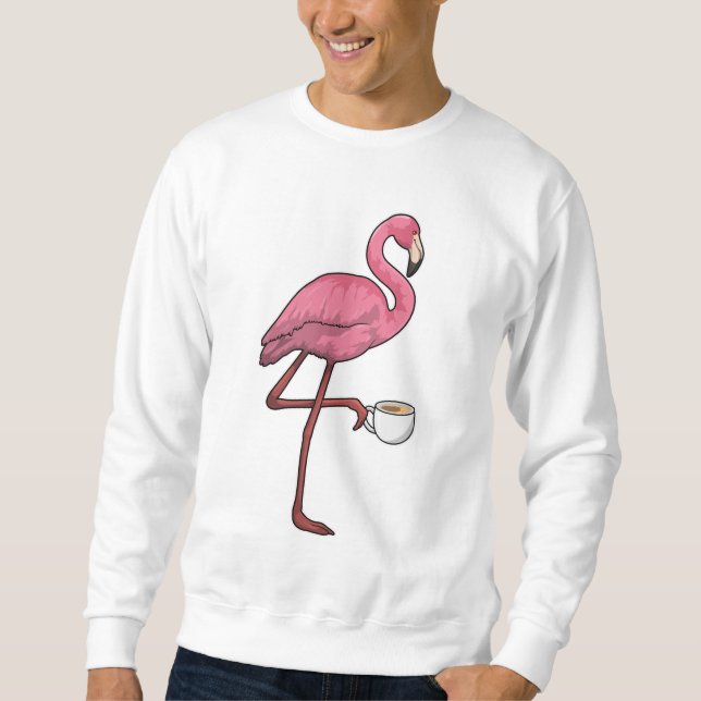 Flamingo with Cup of Coffee Sweatshirt (Front)