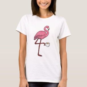 Flamingo with Cup of Coffee T-Shirt
