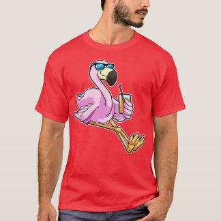 Flamingo with Drink with Drinking straw T-Shirt