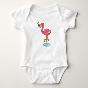 Flamingo with Fish Baby Bodysuit