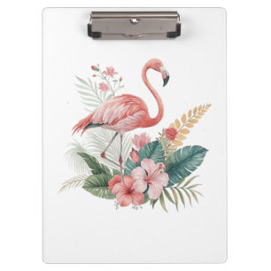 Flamingo With Flowers Clipboard