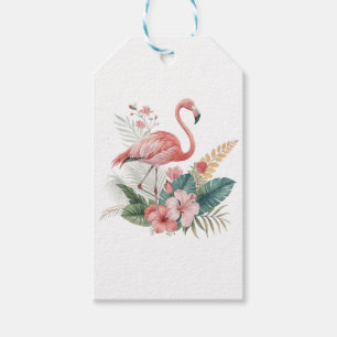 Flamingo With Flowers Gift Tags