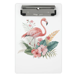 Flamingo With Flowers Mini Clipboard