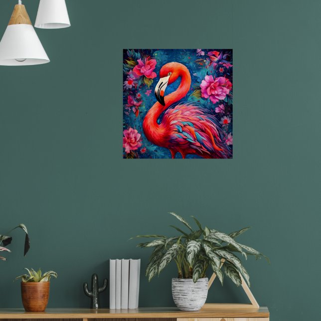 Flamingo with flowers poster (Living Room 1)