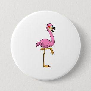 Flamingo with Glasses 7.5 Cm Round Badge
