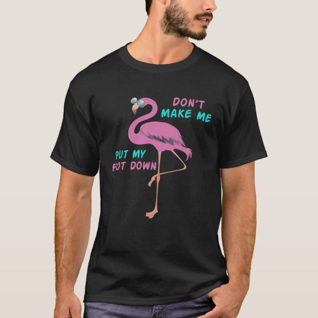 Flamingo with glasses  Don t Make Me Put My Foot D T-Shirt (Front)