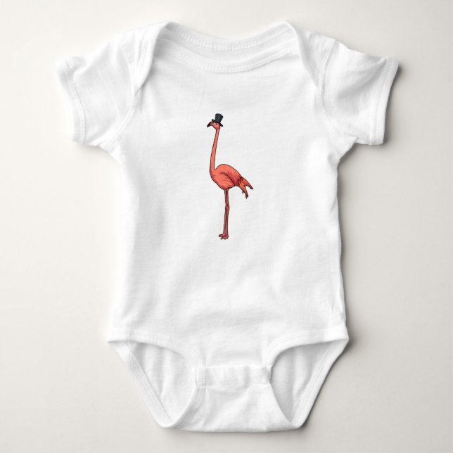 Flamingo with Hat Baby Bodysuit (Front)
