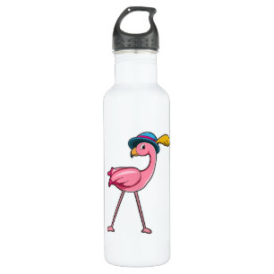 Flamingo with Hat & Feather 710 Ml Water Bottle