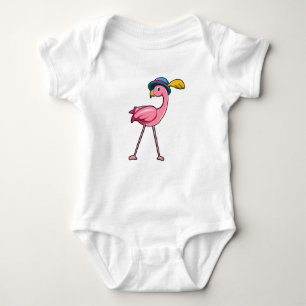 Flamingo with Hat & Feather Baby Bodysuit