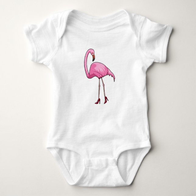 Flamingo with High heels Baby Bodysuit (Front)