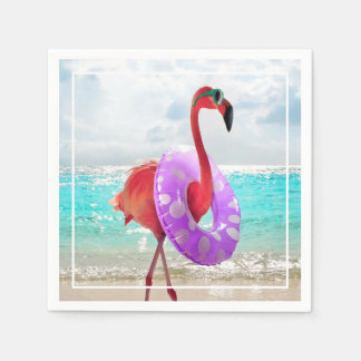 Flamingo With Inner Tube Napkin