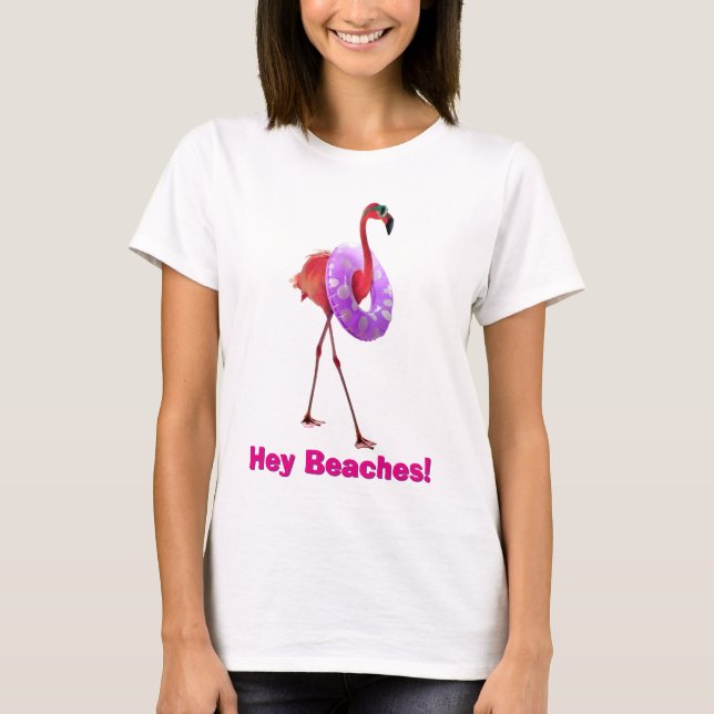 Flamingo With Inner Tube T-Shirt (Front)
