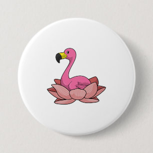 Flamingo with Lotus flower 7.5 Cm Round Badge