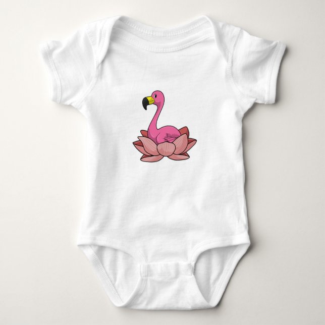 Flamingo with Lotus flower Baby Bodysuit (Front)
