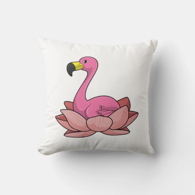 Flamingo with Lotus flower Cushion (Front)