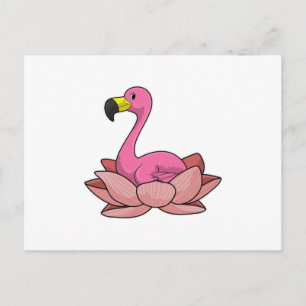 Flamingo with Lotus flower Postcard