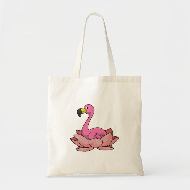 Flamingo with Lotus flower Tote Bag (Front)
