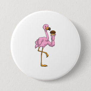 Flamingo with Muffin 7.5 Cm Round Badge
