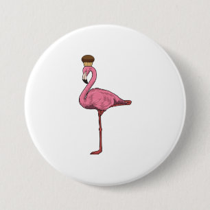 Flamingo with Muffin 7.5 Cm Round Badge