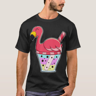 Flamingo with Mug of Juice Drinking straw T-Shirt