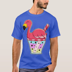 Flamingo with Mug of Juice Drinking straw T-Shirt