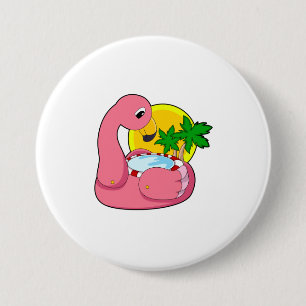 Flamingo with Pool 7.5 Cm Round Badge