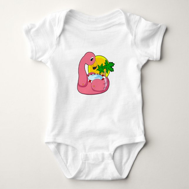 Flamingo with Pool Baby Bodysuit (Front)