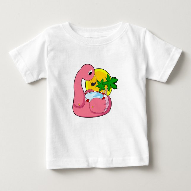 Flamingo with Pool Baby T-Shirt (Front)