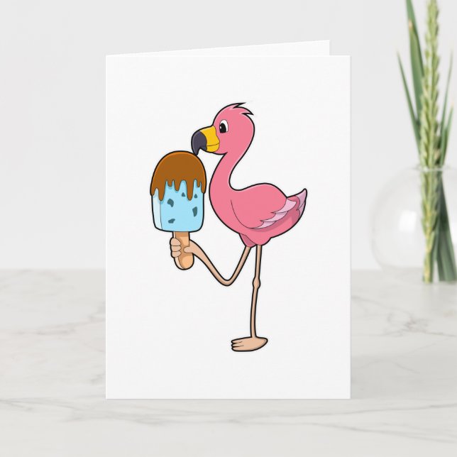 Flamingo with Popsicle Card (Front)