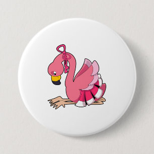Flamingo with Ribbon 7.5 Cm Round Badge
