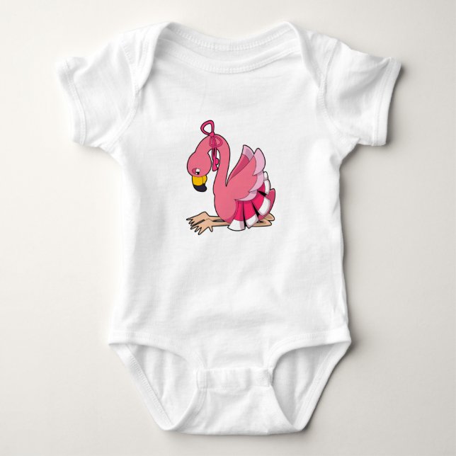 Flamingo with Ribbon Baby Bodysuit (Front)
