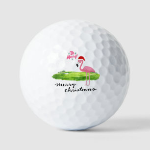 Flamingo with Santa Hat Golf Balls
