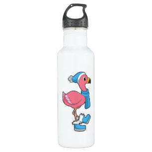 Flamingo with Scarf & Hat 710 Ml Water Bottle