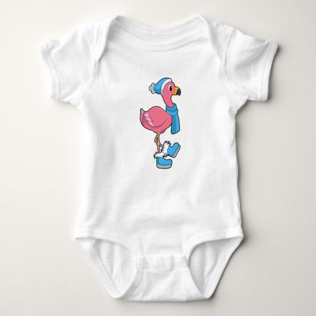 Flamingo with Scarf & Hat Baby Bodysuit (Front)