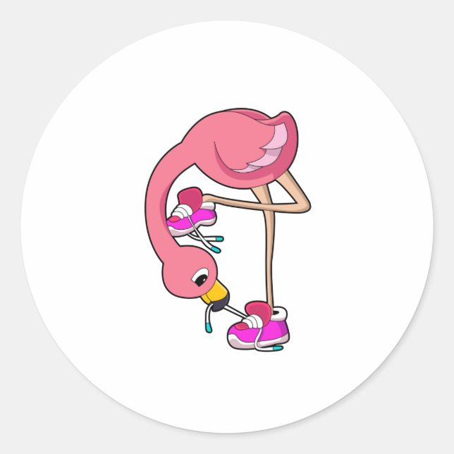 Flamingo with Shoes Classic Round Sticker (Front)