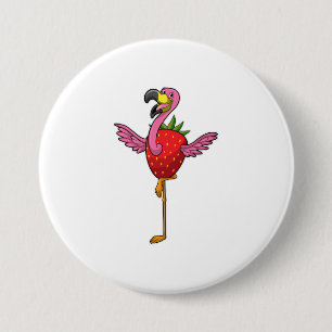 Flamingo with Strawberry 7.5 Cm Round Badge