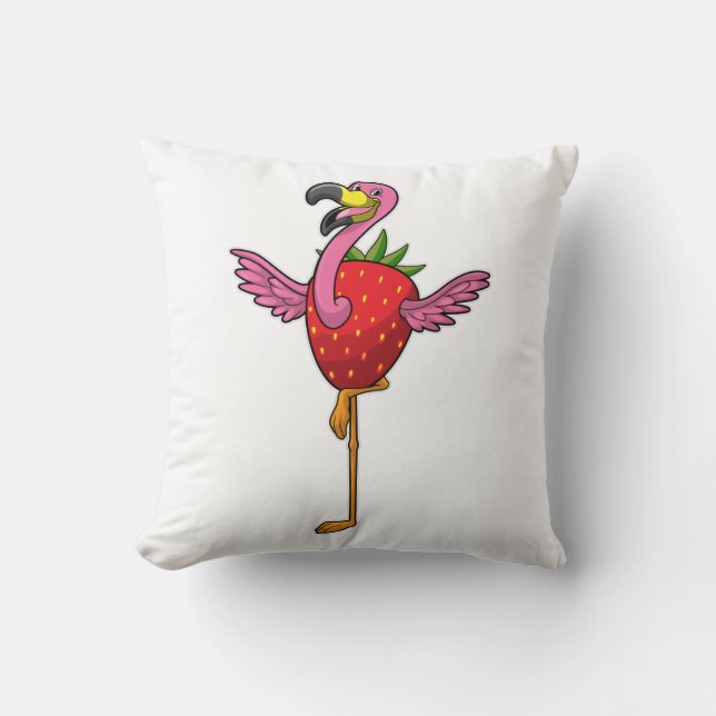 Flamingo with Strawberry Cushion (Front)